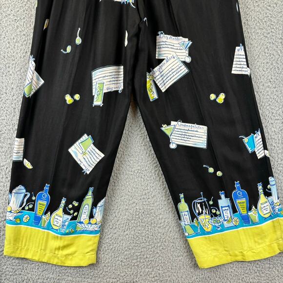 90s Novelty Pant Medium Artsy Ecclectic Retro AOP Wide Leg Crop Holly Lane VTG - Picture 8 of 15